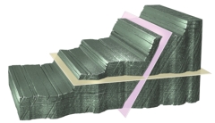 <strong>What type of cleavage is illustrated in this figure? </strong> A)one direction B)two perpendicular directions C)two nonperpendicular directions D)three perpendicular directions E)three nonperpendicular directions