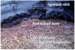 What is the best criterion for the relative ages of the rocks in this photograph?