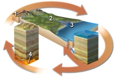 <strong>Which of the following best indicates a location where sediment is transported? </strong> A)location 1 B)location 2 C)location 3 D)location 4