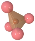 <strong>What type of atom is represented by the small brown sphere in the center of this silica tetrahedron?  </strong> A) aluminum B) silicon C) iron D) chlorine E) sulfur <div style=padding-top: 35px> 