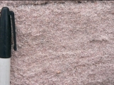 <strong>What type of rock is shown in this photograph? </strong> A) conglomerate B) breccia C) sandstone D) siltstone or shale
