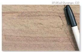 <strong>The rock shown here, with sediment just visible to the naked eye, is a: </strong> A) sandstone B) shale C) conglomerate