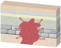 <strong>What type of metamorphism would occur in this setting? </strong> A) regional metamorphism B) contact metamorphism C) subduction D) thrust faulting
