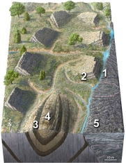 If the view is looking north, in what direction were the rocks shortened to form the fold and the cleavage?  