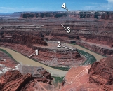 <strong>Which numbered layer in this photograph represents the youngest layer? </strong> A) 1 B) 2 C) 3 D) 4