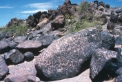 <strong>What kind of geologic feature is shown in this photograph? </strong> A) contact metamorphism B) unconformity C) desert varnish D) desert pavement E) none of these