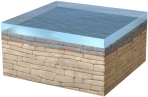 <strong>This figure shows a disconformity between an upper dark layer being deposited by the sea) and a lower light-colored layer. What happened to form this disconformity? </strong> A) The lower layers were tilted and untilted before deposition of the upper layers. B) The boundary between the two units indicates that for a time there was either erosion or no deposition. C) The lower limestones were converted into another rock type by seawater. D) The upper layer must have been deposited by volcanic eruptions.