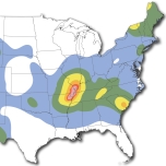 <strong>The shaded areas on this map have significant earthquake risks because: </strong> A) the area is near an active plate boundary B) the area is over a subduction zone C) there are many active strike-slip faults D) stress generated on far-off plate boundaries can reactivate ancient faults