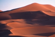 <strong>The sand dunes shown in this photograph:  </strong> A) are isolated and have well-defined crescent shapes B) formed in a wet climate based on their shape C) are part of a complex dune field D) are loess deposits E) are inactive because they have been eroded by running water <div style=padding-top: 35px> 