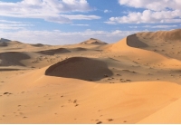 <strong>For the sand dunes shown here, which was does the prevailing wind blow?  </strong> A) from right to left B) from left to right C) toward the viewer, along the crest of the dune D) There is no way to tell for this type of dune. <div style=padding-top: 35px> 