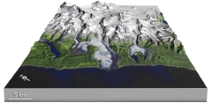 <strong>What type of glacier is shown on the gently sloping land near the coastline?  </strong> A) tropical coast glacier B) shoreline glacier C) piedmont glacier D) continental ice sheet <div style=padding-top: 35px> 