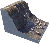 <strong>What type of slope failure is shown in this figure? </strong> A) rotational slide B) creep C) earth flow D) debris flow E) rock fall