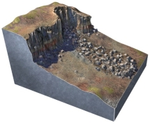 <strong>What type of slope failure is shown in this figure? </strong> A) rotational slide B) creep C) earth flow D) debris flow E) rock avalanche