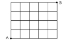 The figure at the right shows a 4-block by 5-block grid of streets. to point B, where at each stage you can only go right or up. Find the number of ways in which you can go from point A (You are not allowed to go left or down.) For example, one allowable route from A to B is: Right, Right, Up, Right, Up, Up, Right, Right, Up.