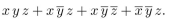 Use a Karnaugh map to minimize the sum-of-products expression