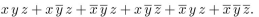 Use a Karnaugh map to minimize the sum-of-products expression