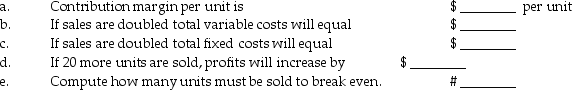 Anglico's most recent income statement is given below. Required: f.Compute how many units must be sold to achieve g.Compute the revenue needed to achieve an after tax