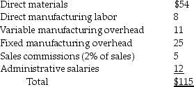 <strong>The East Company manufactures several different products.Unit costs associated with Product ORD105 are as follows: What is the percentage of the total fixed costs per unit associated with Product ORD105 with respect to total cost?</strong> A)37% B)32% C)15% D)26%