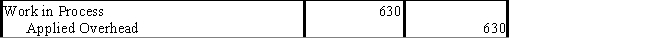 In job-order costing, the journal entry for overhead applied at the rate of $3 per direct labor hour when 210 direct labor hours were worked is: