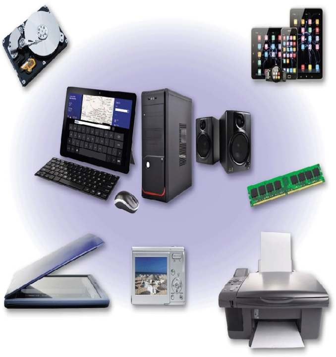 <strong> As shown in the accompanying figure,____ the physical equipment associated with a computer.</strong> A)computer hardware is B)computer software is C)computer programs are D)computer cables are