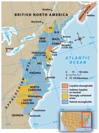 <strong>According to Map 7.2: Loyalist Strength and Rebel Support,which of the following was a loyalist stronghold? </strong> A) Norfolk,VA B) Boston C) Maryland D) Eastern North Carolina