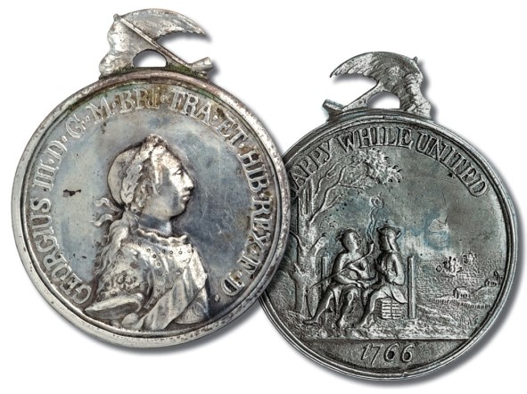 <strong>According to the inscription in Silver Medal to Present to Indians, who were HAPPY WHILE UNITED? </strong> A) All the European nations B) The British and the Indians C) The British among themselves D) All colonists in the New World