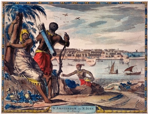 <strong>In the 1673 painting of New Amsterdam,why might the Dutch artists have portrayed native people as more similar to Africans than to other Indians? </strong> A) Because the inhabitants on the island were of African descent B) To emphasize the exotic otherness of the native people C) Because the artist had never seen Indians and did not know what they looked like D) Because according to Dutch art conventions,all non-Dutch people were painted alike