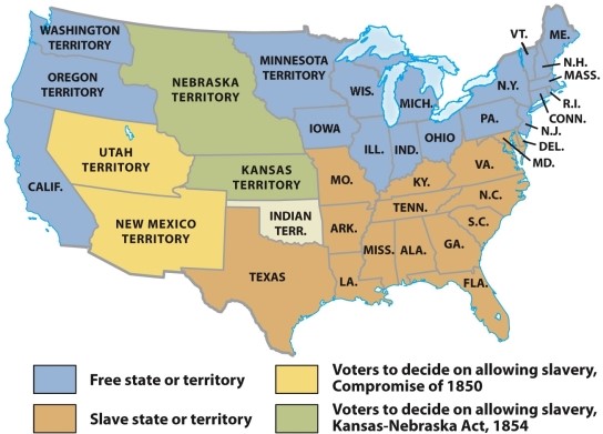 According to Map 14.3: The Kansas-Nebraska Act,1854,which modern-day state was reserved for Indian habitation in the mid-nineteenth century?