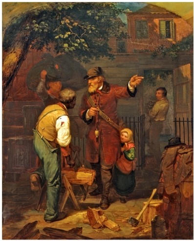 <strong>What can you infer about the status of the German immigrants from the 1855 painting shown in A German Immigrant in New York? </strong> A) They were relatively prosperous and respected. B) They were viewed as equal to African Americans. C) They were the least respected and successful of any immigrant group. D) They were unable to immigrate as a family.