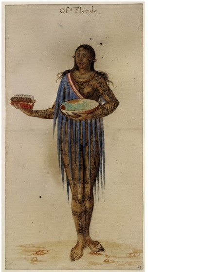 <strong>What can be inferred from the drawing Florida Woman? </strong> A) That Florida had unique crops not found in other parts of America B) That Native American women were more associated with food practices than their male counterparts C) That corn was a major contribution of Native Americans to the rest of the world D) That native people had many varied ways of preparing corn