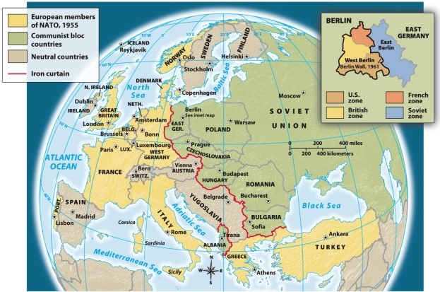 <strong>According to Map 26.1: The Division of Europe after World War II,which country was part of the Communist bloc? </strong> A) Norway B) Turkey C) Yugoslavia D) Hungary