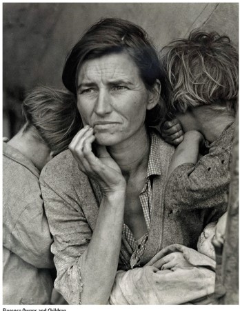 <strong>What struggle was reflected in Dorothea Lange's famous photograph of Florence Owens? </strong> A) The struggle of urban immigrants to assimilate B) The struggle of African Americans who migrated north C) The struggle of migrant farm laborers during the Depression D) The struggle of women for equal rights
