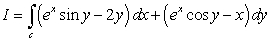 Compute where c is the curve shown in the figure.
