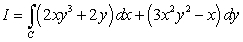 Compute where C is the curve consisting of the line segment : on the x-axis together with the curve : in the positive direction.