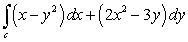 Use Green's Theorem to evaluate where c is the piecewise linear path starting at (0,- 2) and then traveling to (2,4), (- 2,2), and (0,- 2), in that order.