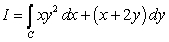 Evaluate , where is the rectangle in with vertices at , and , in this order.