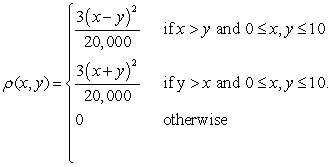 Calculate the probability that where and are random variables with joint probability density