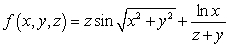Find the partial derivatives , and of the function .