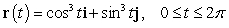 Find the curve traced by the following vector valued function and describe it with a Cartesian equation.