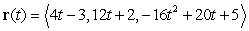 The path of a projectile is parametrized by . Find the projectile's speed when it reached the point .
