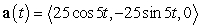 The acceleration vector of a moving particle is . Its initial position is , and its initial velocity is . Find the vector position at time .