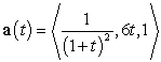 A particle has acceleration , initial velocity , and initial velocity . Decompose into tangential and normal components.