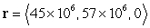 The angular momentum in kg m<sup>2</sup>/s of Mercury when it is located at km relative to the Sun and has a velocity m/s and mass kg is:
