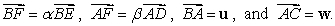 <strong>In the triangle , is the midpoint of and is a point on such that . is the intersection of and . </strong> A) Express in terms of , and B) Express in terms of , and C) Write an equation in terms of , and and use the fact that and are nonzero, distinct, and nonparallel to find and