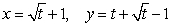 Express the parametric curve by an equation in and