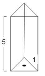 <strong>A tank in the shape of a prism and filled with water has a height of 5 m. The cross sections are equilateral triangles with a side of 1 m. Water leaks through a hole of area 0.01 at the bottom of the tank. </strong> A) Find the water level at time . B) How long does it take for the tank to empty?