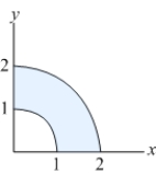 Find the centroid of the quarter ring shown in the figure below.
