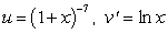 <strong>To evaluate the integral by Integration by Parts, the convenient choice is</strong> A) B) C) D) E)