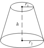 Find the volume of the solid shown in the figure if the radius of the upper circle is , the radius of the bottom circle is and the height of the solid is .