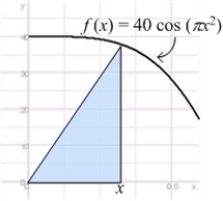 Find the mass of a rod of length aligned on the positive -axis if its mass density equals the area of the right triangle shown in the figure.